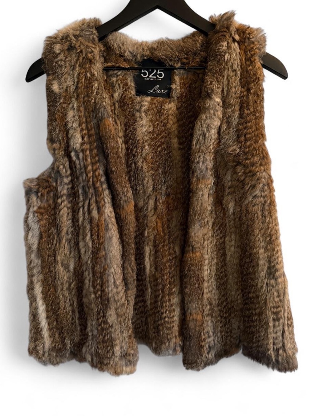 525 America Luxe Brown Rabbit Fur Vest